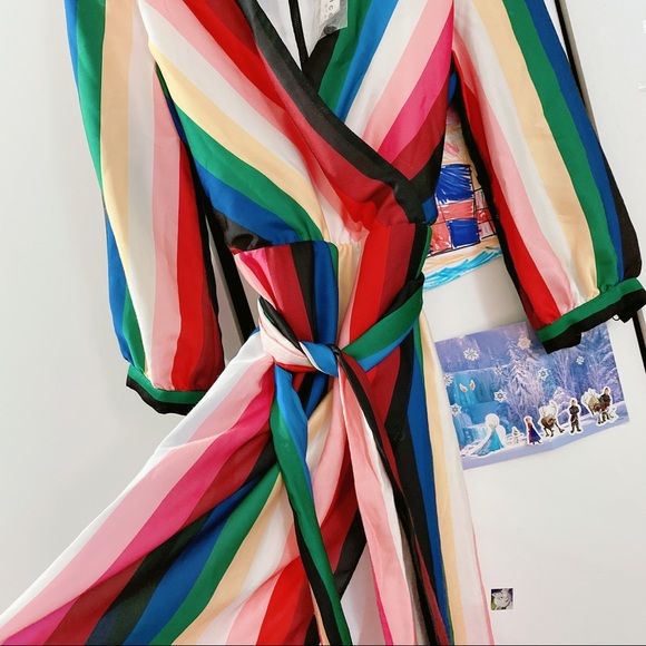 ALICE + OLIVIA Rainbow Stripe Dress - Picture 5 of 7